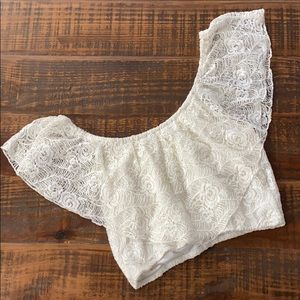 Charlotte Russe cream lace off the shoulder crop